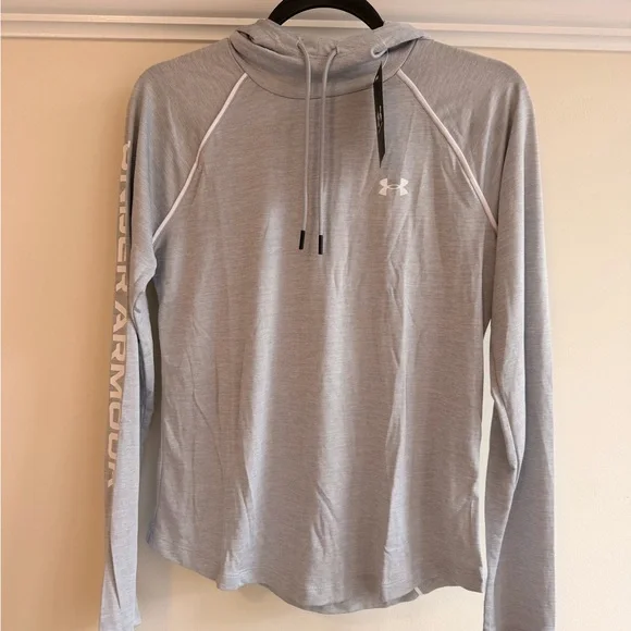 Under Armour Light Gray Hooded Long Sleeve Top - Picture 3 of 7